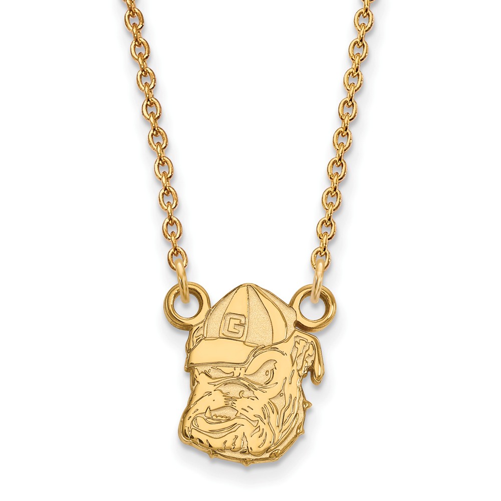 14k Gold Plated Silver U of Georgia Sm Bulldog Pendant Necklace