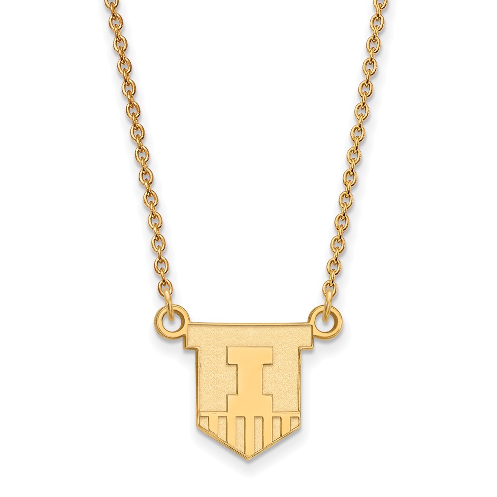 14k Gold Plated Silver U of Illinois Shield Pendant Necklace