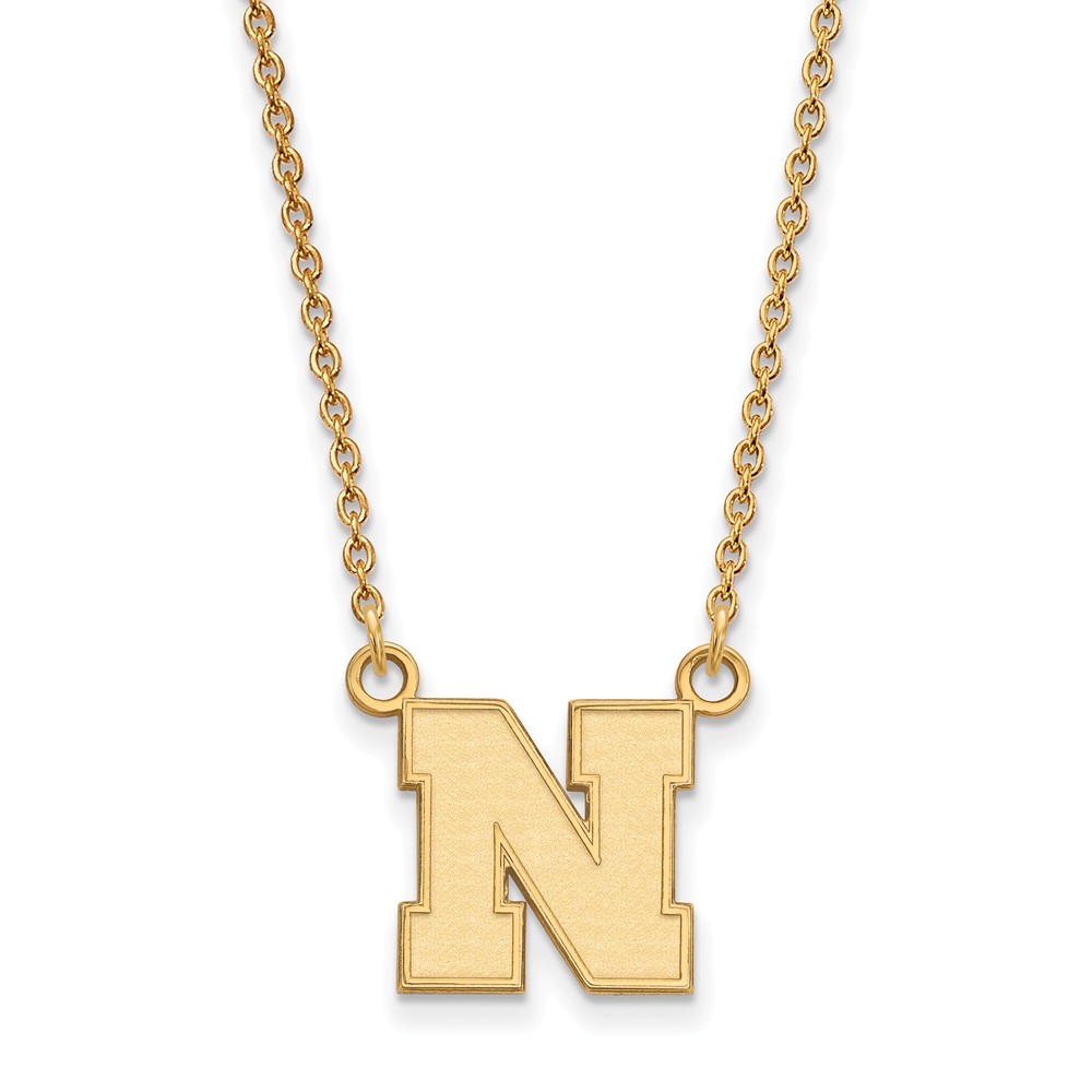 14k Gold Plated Silver U of Nebraska Initial N Pendant Necklace