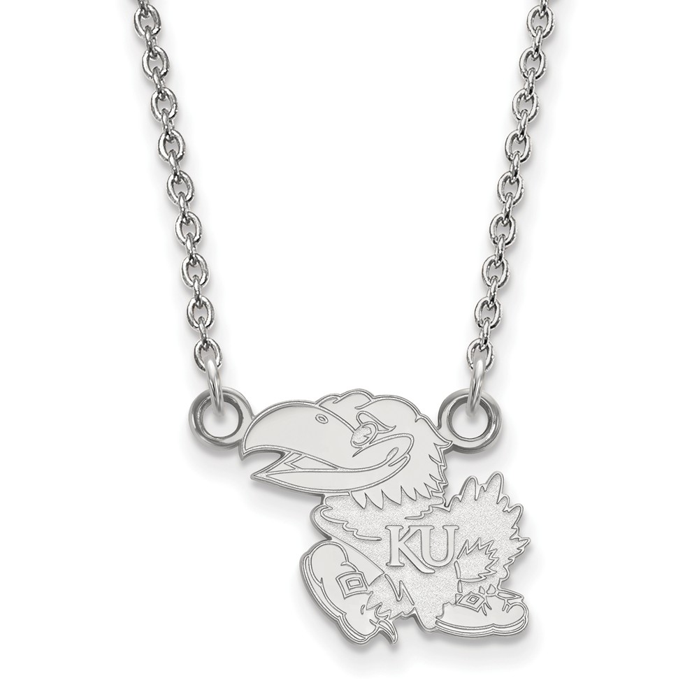 Sterling Silver U of Kansas Jayhawk Body Necklace