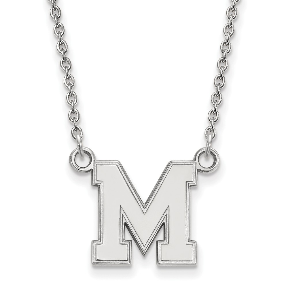 Sterling Silver U of Memphis Small Initial Pendant Necklace