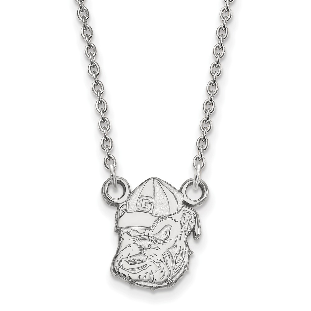Sterling Silver U of Georgia Bulldog Head Necklace