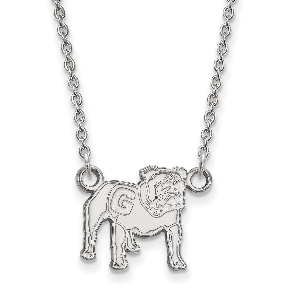 Sterling Silver U of Georgia Standing Bulldog Necklace