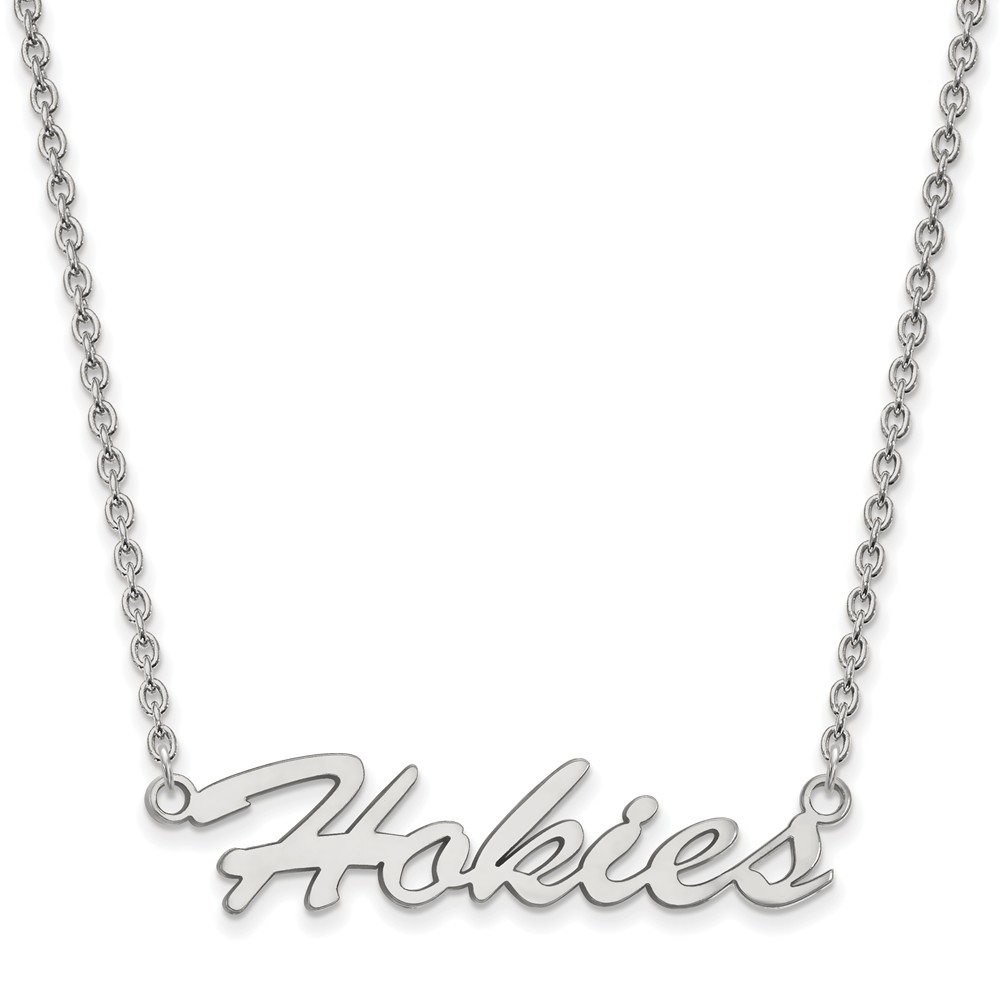 Sterling Silver Virginia Tech Script 'Hokies' Pendant Necklace