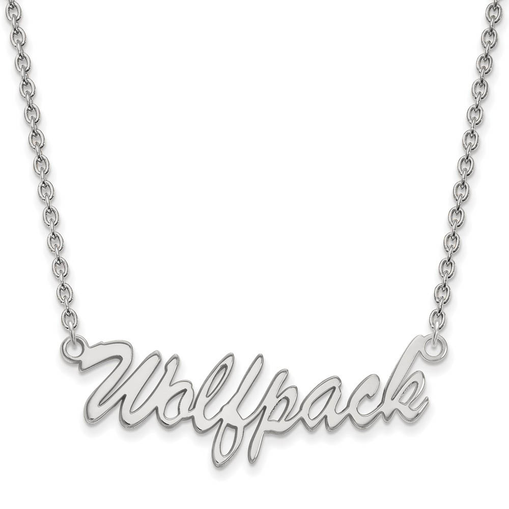Sterling Silver North Carolina Med Script 'Wolfpack' Pendant Necklace