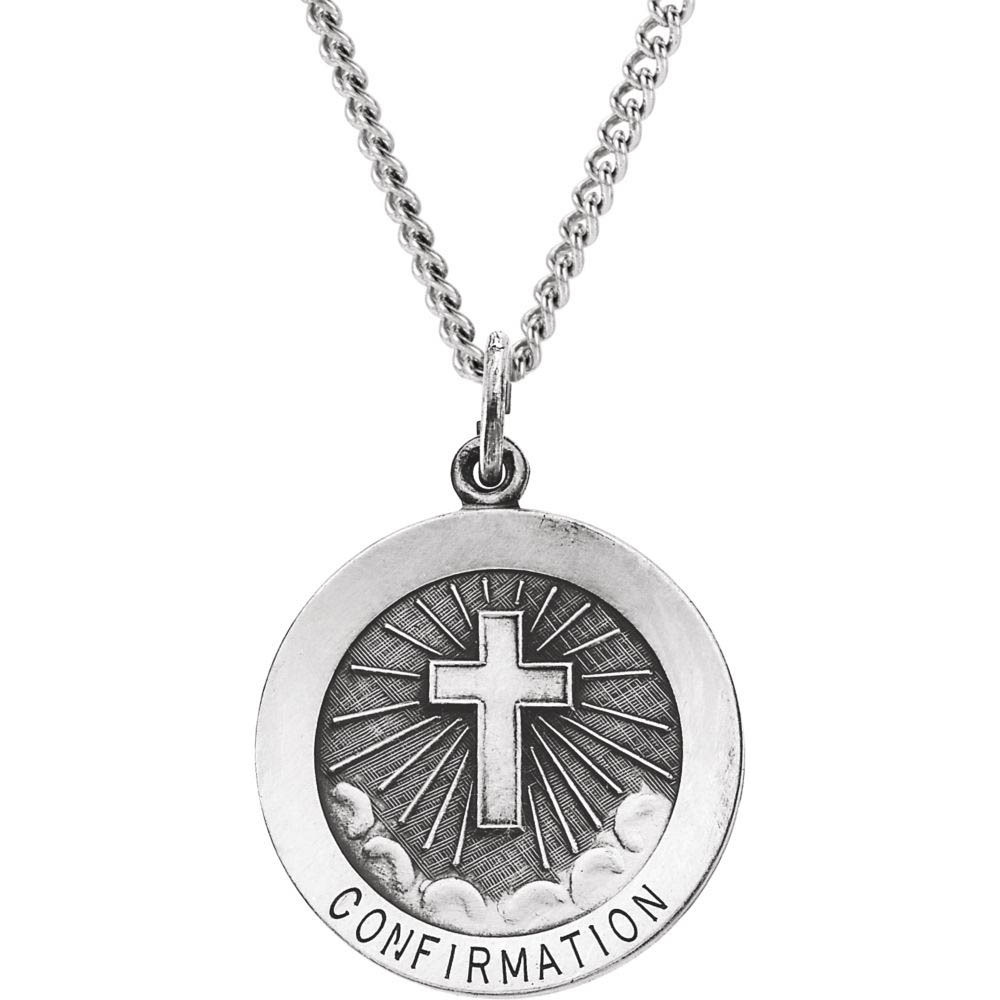 Sterling Silver 22mm Confirmation Medal Necklace