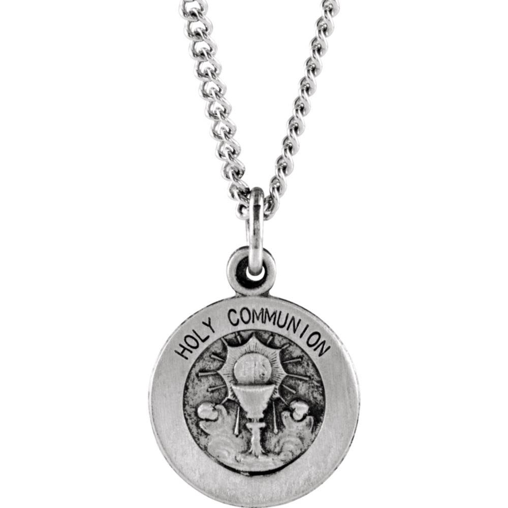 Sterling Silver 12mm Holy Communion Medal Necklace