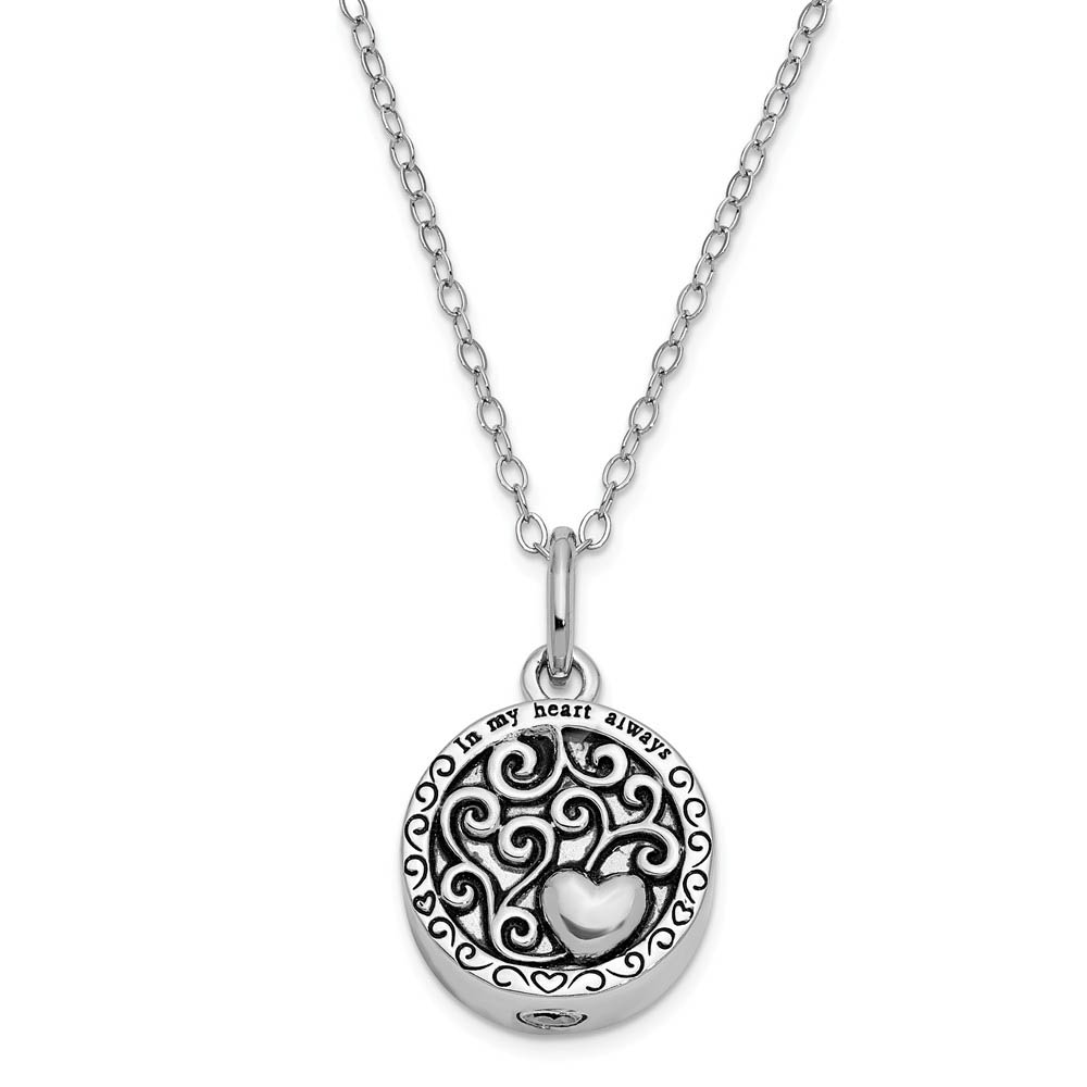 Antiqued Sterling Silver In My Heart Always Ash Holder Necklace