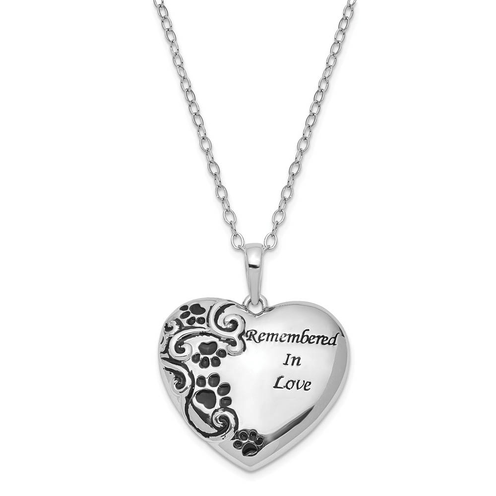 Sterling Silver Remembered In Love Pet Ash Holder Necklace