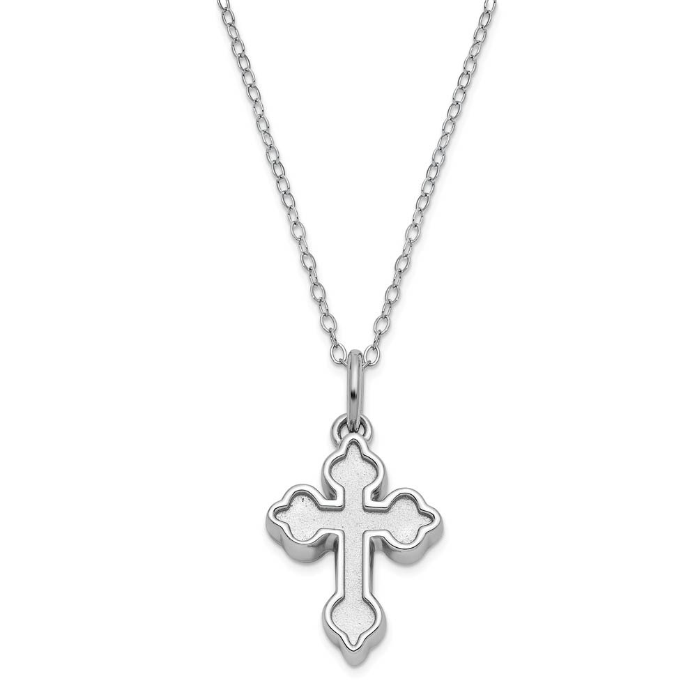 Sterling Silver Welcome Home Matte Cross Ash Holder Necklace