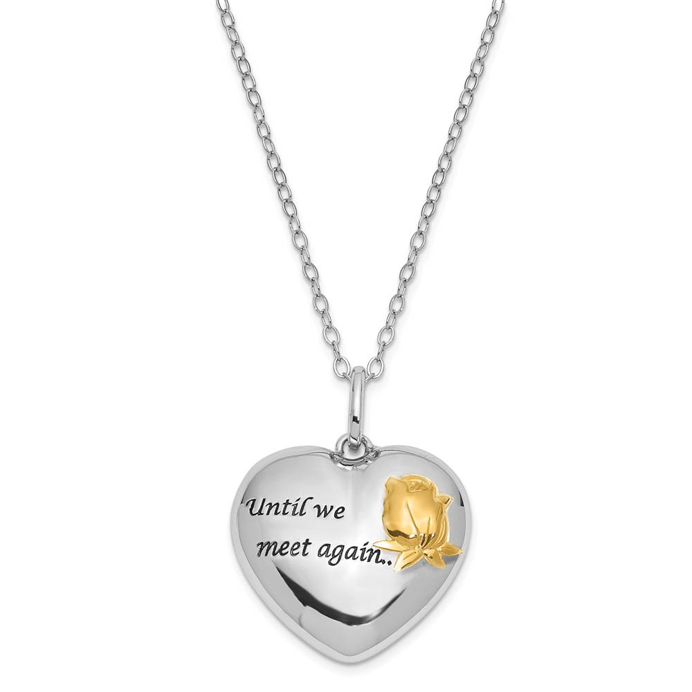 Sterling Silver &amp; Gold Tone Accent Heart Ash Holder Necklace, 18 Inch