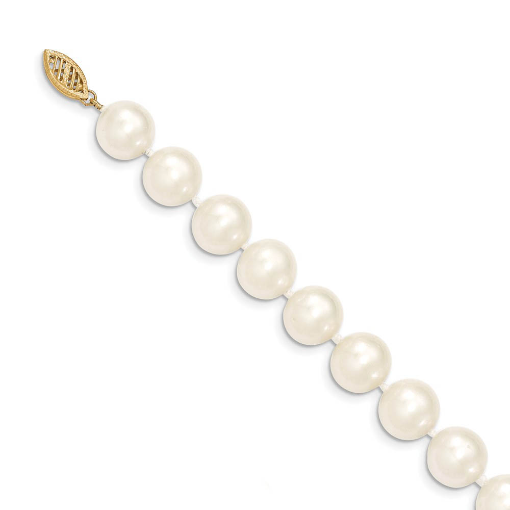 10-11mm, White FW Cultured Pearl &amp; 14k Yellow Gold Clasp Necklace