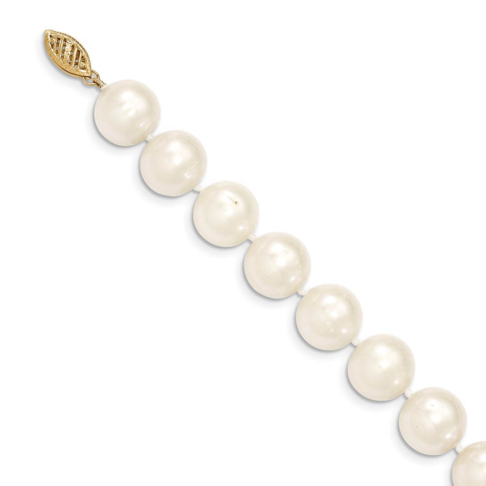 11-12mm, White FW Cultured Pearl &amp; 14k Yellow Gold Clasp Necklace