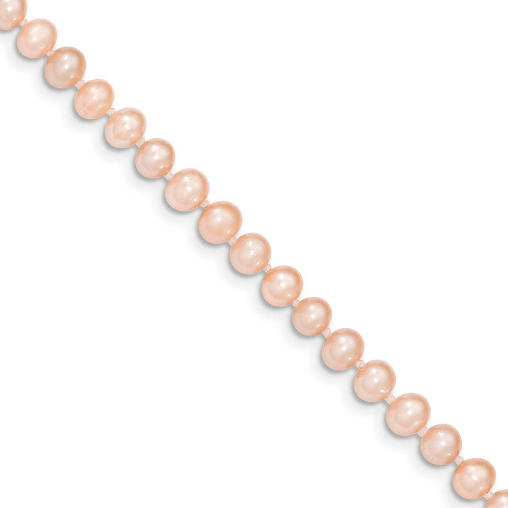 5-6mm, Pink FW Cultured Pearl &amp; 14k Yellow Gold Clasp Necklace