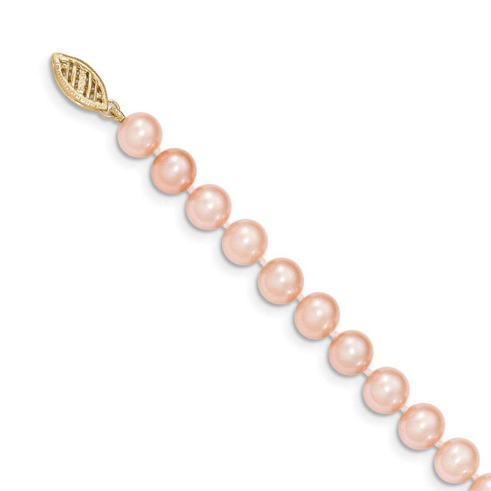 6-7mm, Pink FW Cultured Pearl &amp; 14k Yellow Gold Clasp Necklace