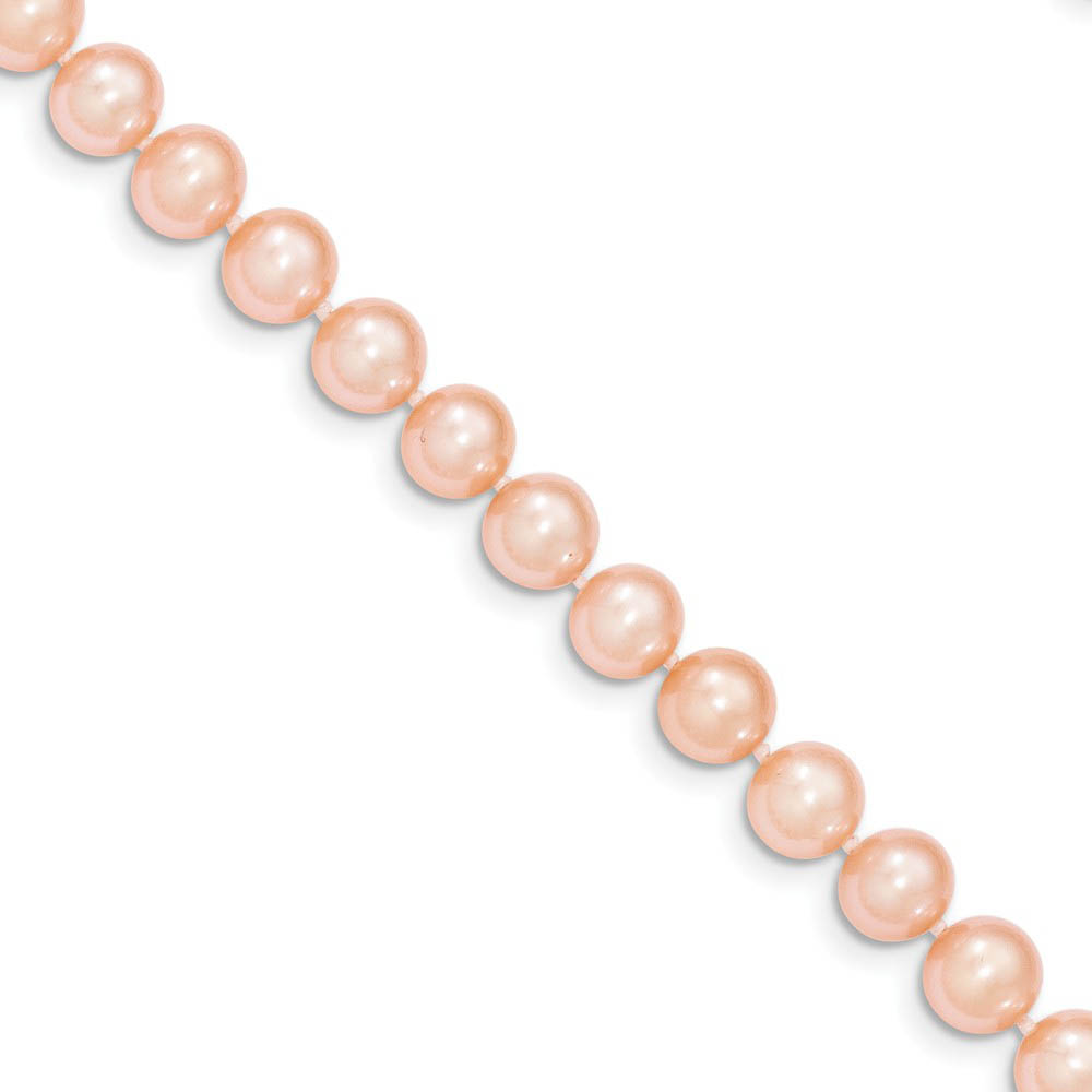 7-8mm, Pink FW Cultured Pearl &amp; 14k Yellow Gold Necklace, 16 Inch