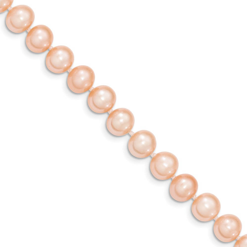 8-9mm, Pink FW Cultured Pearl &amp; 14k Yellow Gold Necklace, 18 Inch