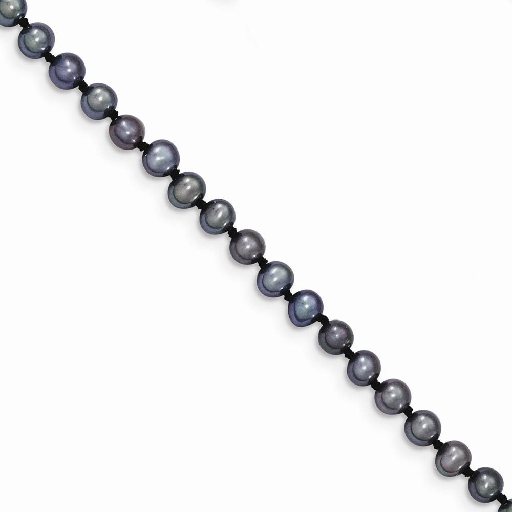 4-5mm, Black FW Cultured Pearl &amp; 14k Yellow Gold Necklace, 16 Inch