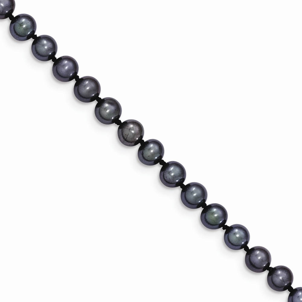 5-6mm, Black FW Cultured Pearl &amp; 14k Yellow Gold Clasp Necklace