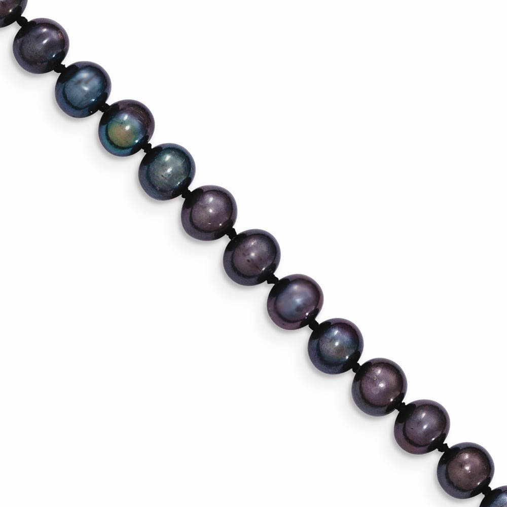 6-7mm, Black FW Cultured Pearl &amp; 14k Yellow Gold Clasp Necklace