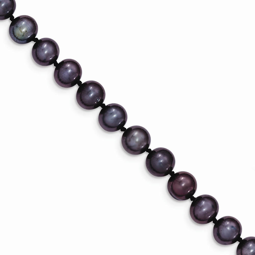 7-8mm, Black FW Cultured Pearl &amp; 14k Yellow Gold Necklace, 16 Inch