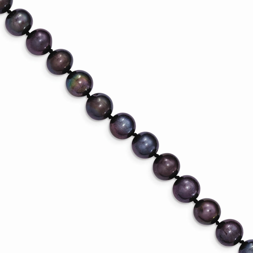 8-9mm, Black FW Cultured Pearl &amp; 14k Yellow Gold Clasp Necklace