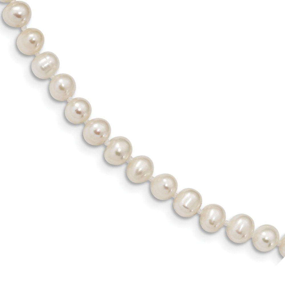 4-5mm, White FW Cultured Pearl &amp; Sterling Silver Necklace, 16 Inch