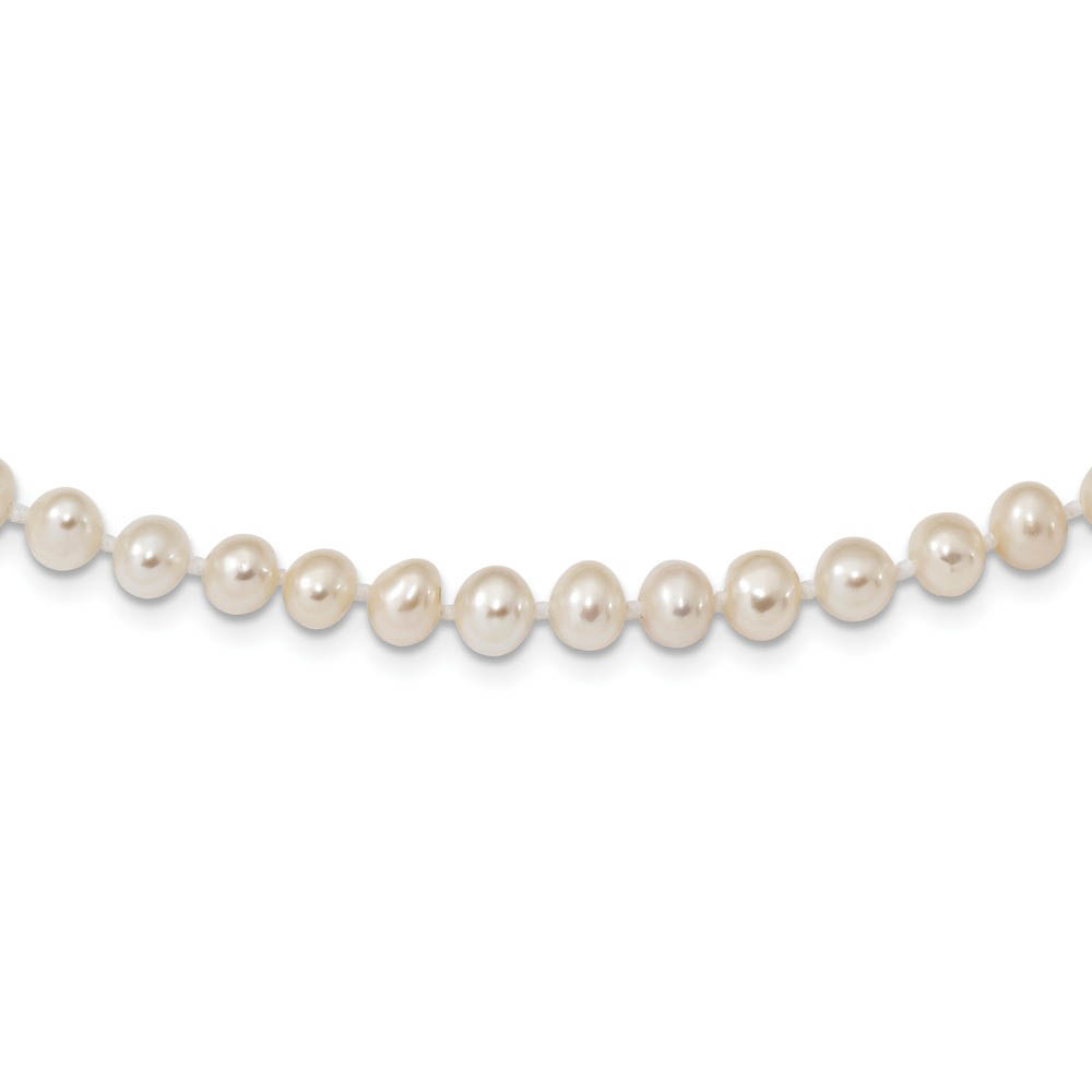 5-6mm, White FW Cultured Pearl &amp; Sterling Silver Clasp Necklace