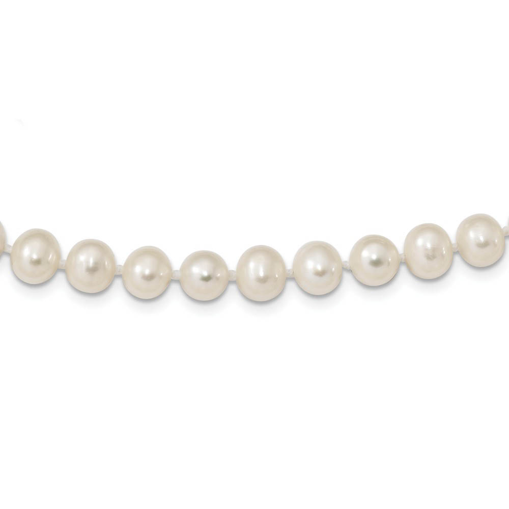 7-8mm, White FW Cultured Pearl &amp; Sterling Silver Clasp Necklace