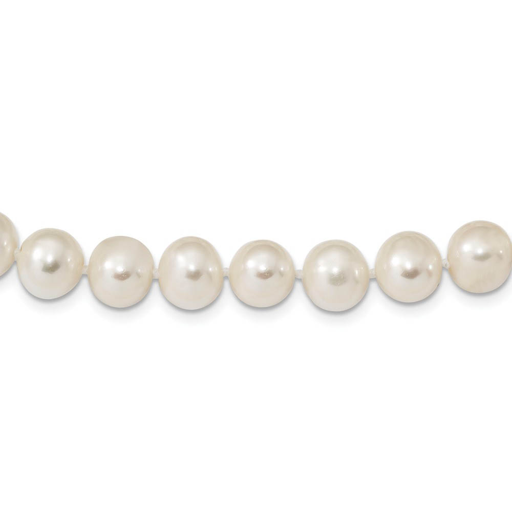 8-9mm, White FW Cultured Pearl &amp; Sterling Silver Clasp Necklace