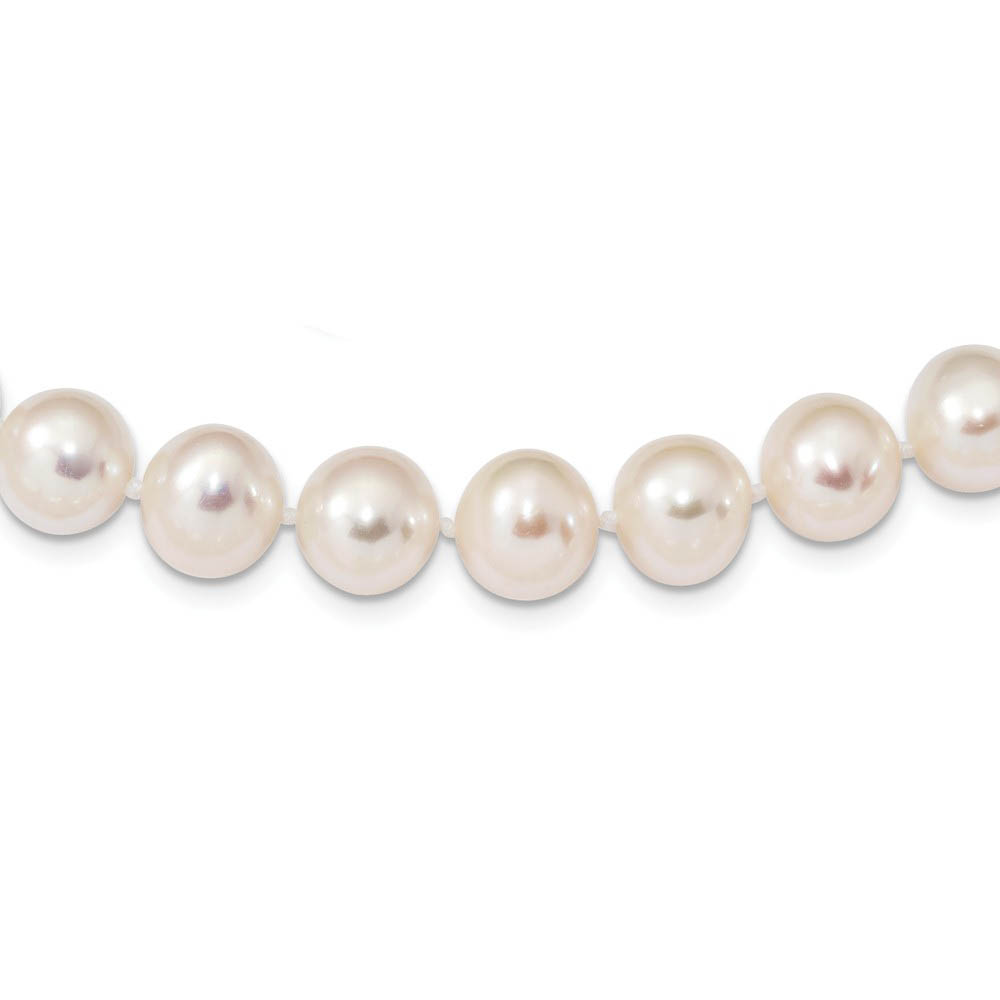 9-10mm, White FW Cultured Pearl &amp; Sterling Silver Clasp Necklace