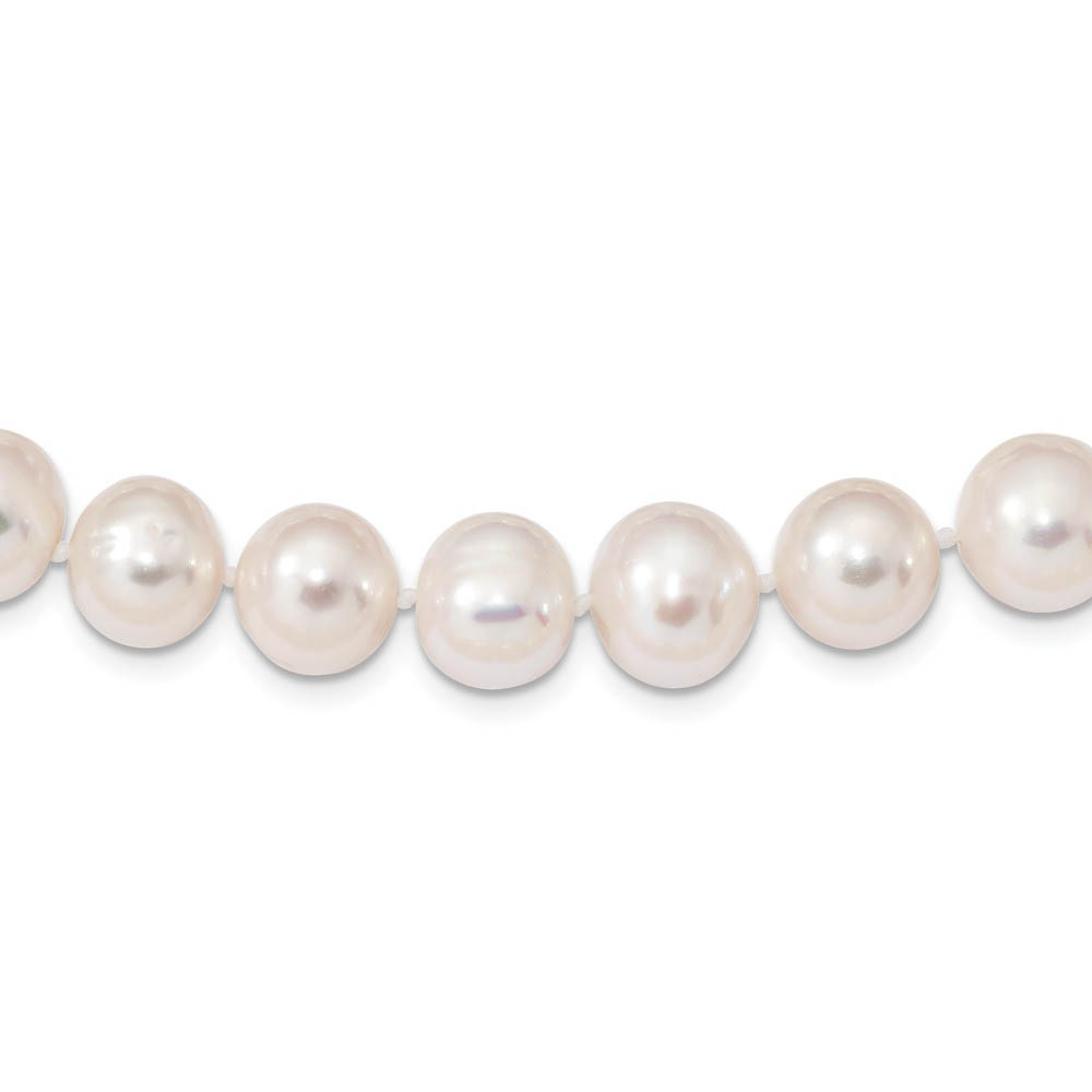 10-11mm, White FW Cultured Pearl &amp; Sterling Silver Clasp Necklace