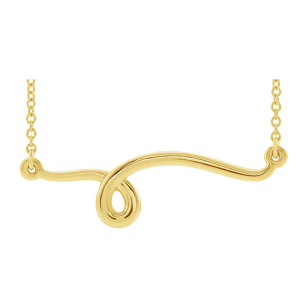14k Yellow Gold Freeform Loop Bar Necklace, 16 or