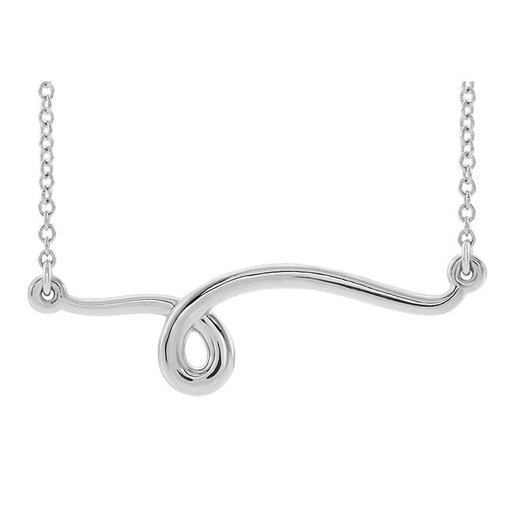 14k White Gold Freeform Loop Bar Necklace, 16 or