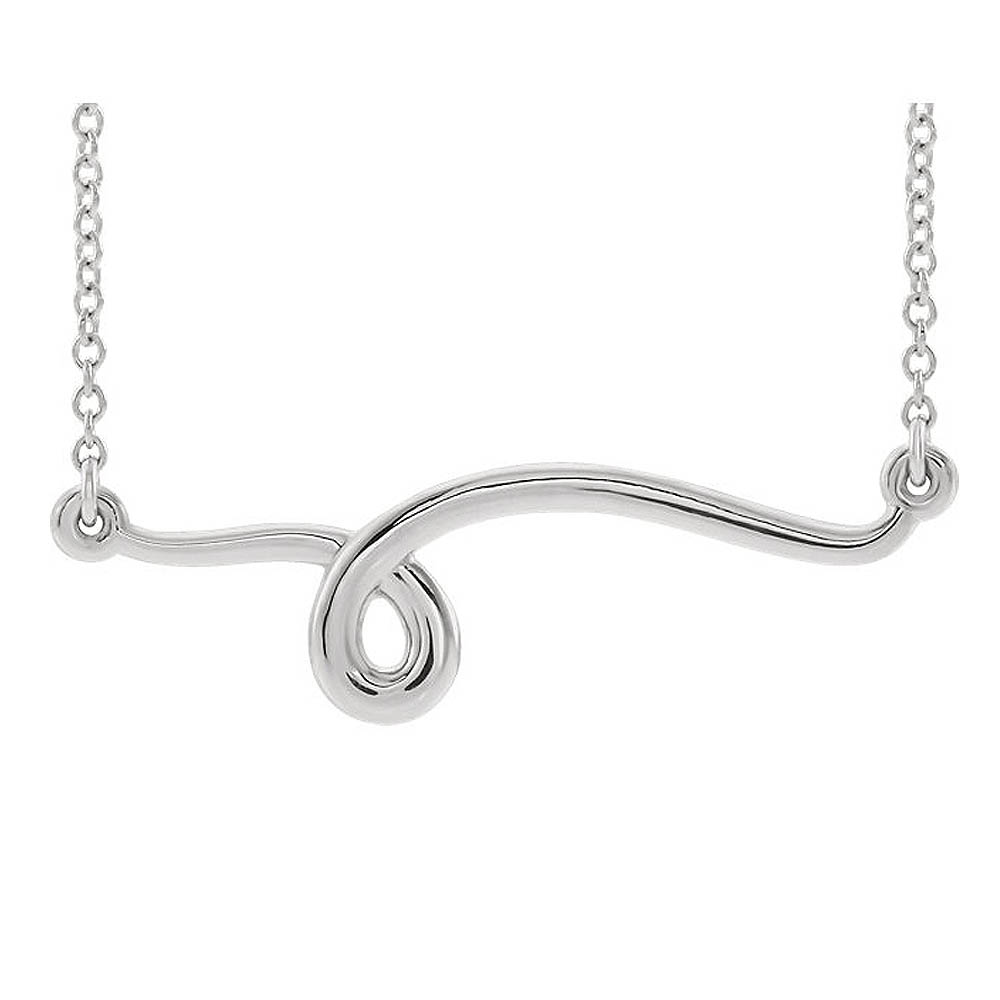 Platinum Freeform Loop Bar Necklace, 16 or