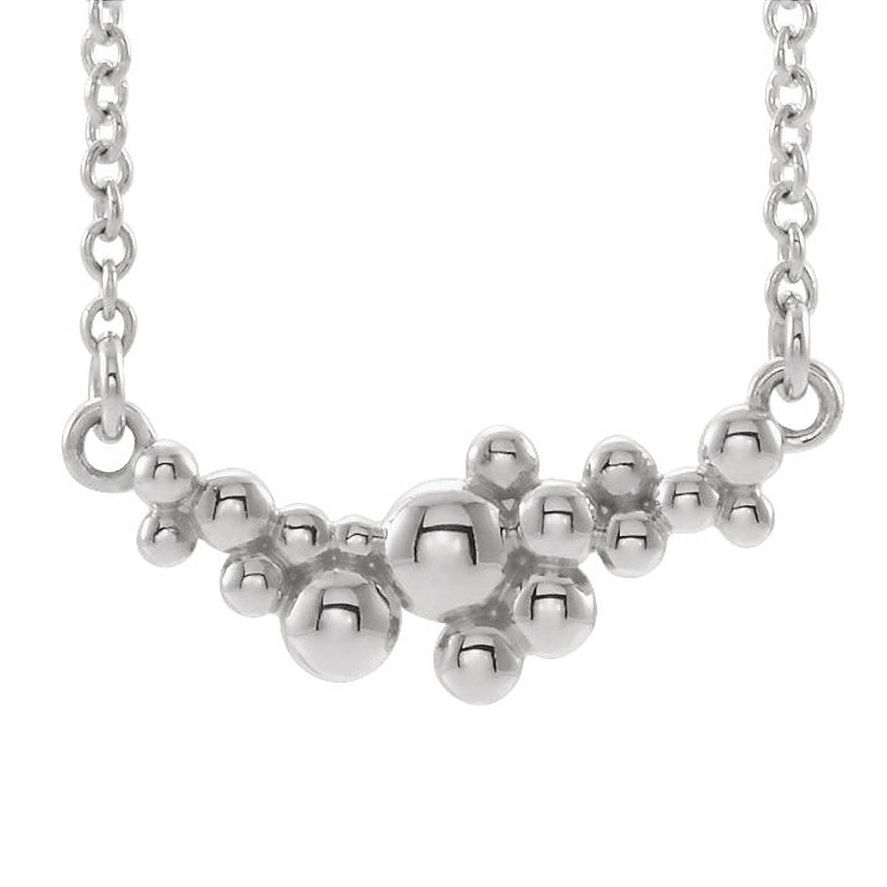 Sterling Silver Scattered Beaded Bar Necklace, 16 or