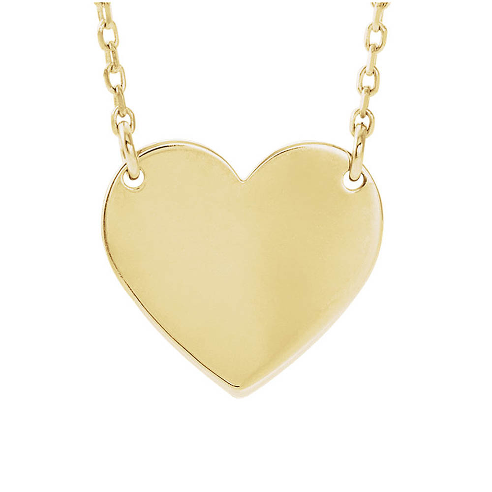 14k Yellow Gold Engravable 11 x 12mm Heart Necklace, Inch
