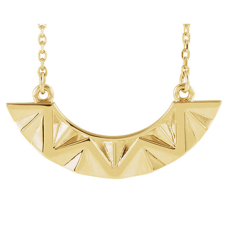 14k Yellow Gold Curved Chevron Bar Adjustable Necklace, Inch