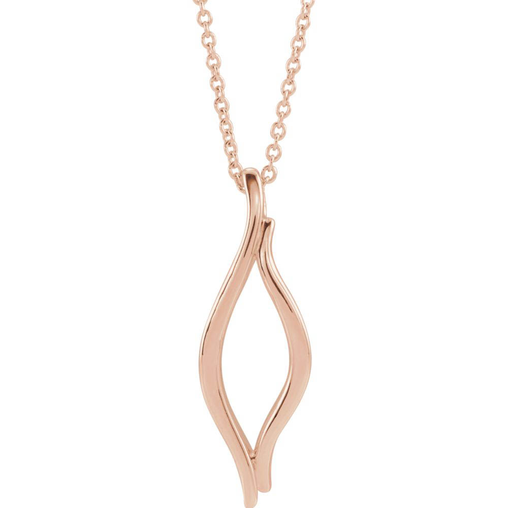 14k Yellow, White or Rose Gold Freeform Marquise Necklace, Inch