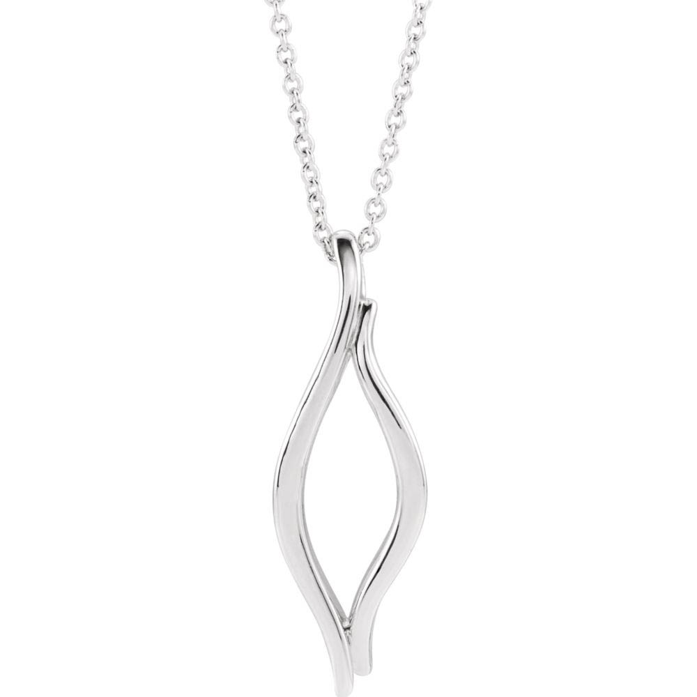 14k White Gold Freeform Marquise Necklace, Inch