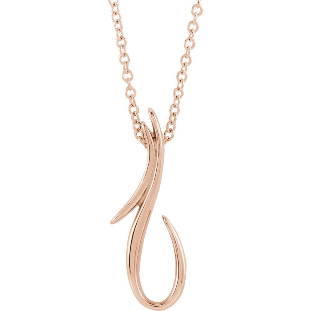 14k White, Yellow or Rose Gold Freeform Hook Necklace, Inch