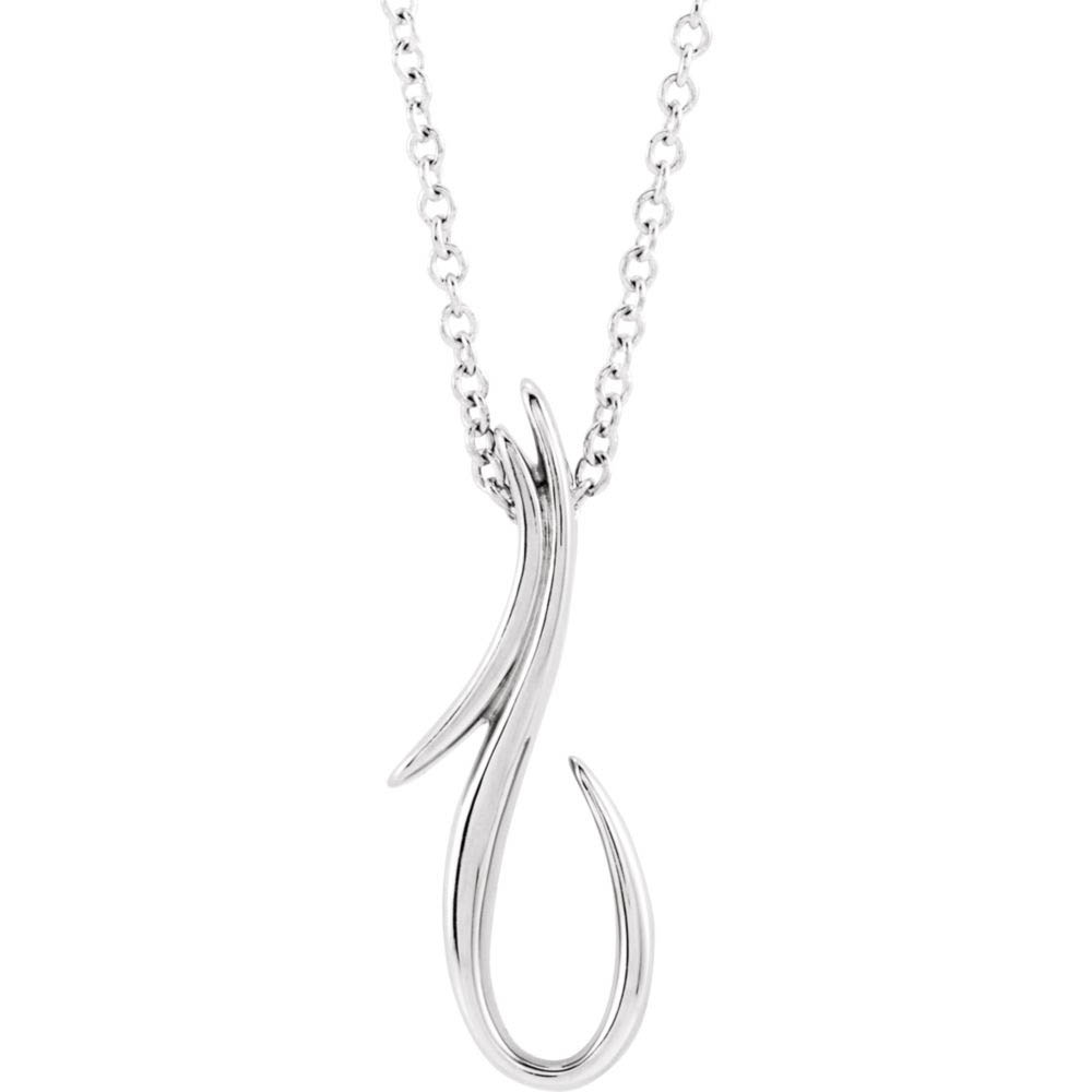 14k White Gold Freeform Hook Adjustable Necklace, Inch