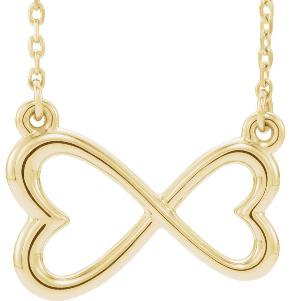14k Yellow Gold Infinity Inspired Heart Necklace, Inch