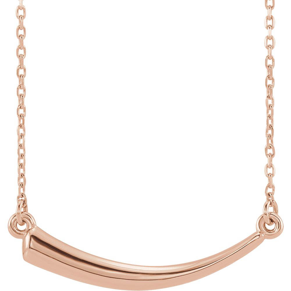 14k Yellow, White or Rose Gold 2D Italian Horn Necklace, Inch