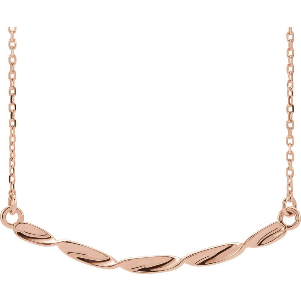 14k Yellow, White or Rose Gold 36x2mm Twisted Bar Necklace, Inch