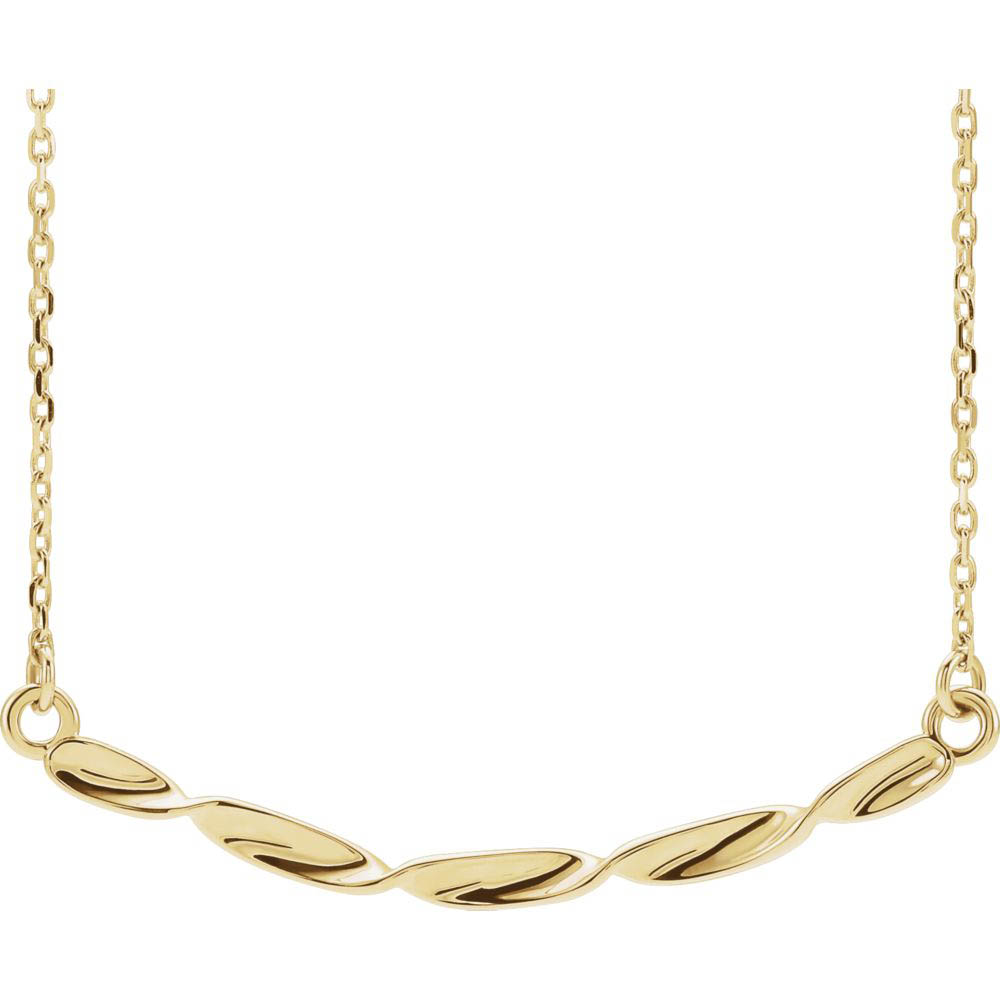 14k Yellow Gold 36 x 2mm Twisted Bar Necklace, Inch