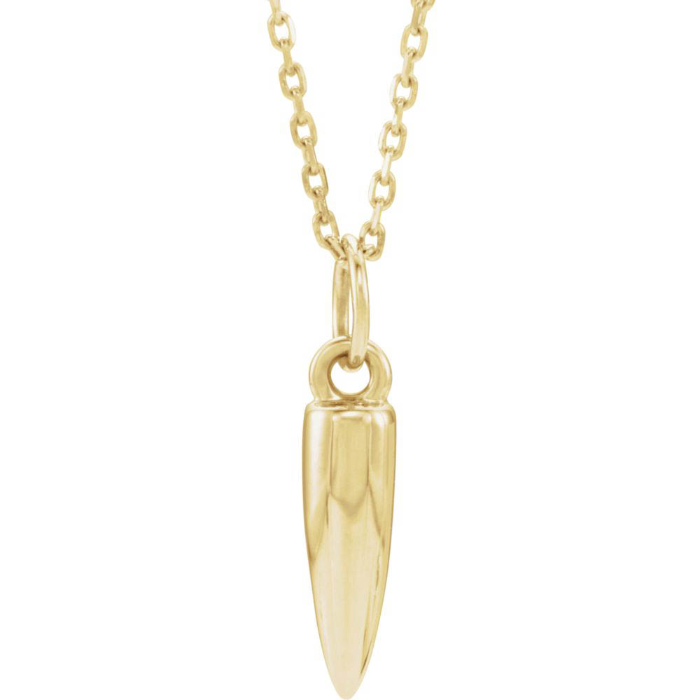 14k Yellow Gold 3D Small Bullet Necklace, Inch