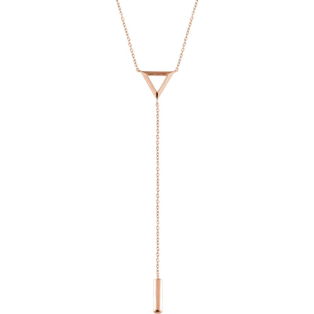 14k Yellow, White or Rose Gold Triangle & Bar Y Necklace, Inch