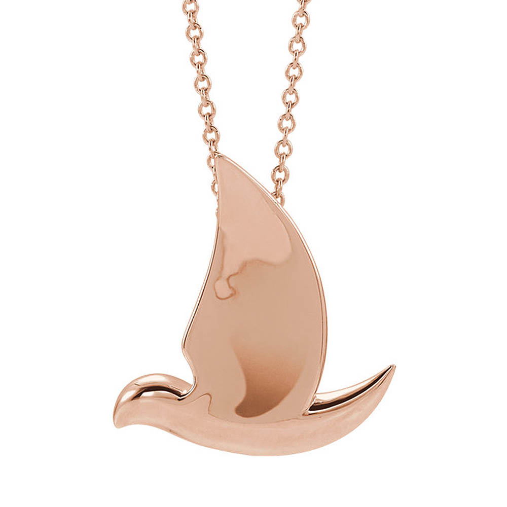 14k Yellow, White or Rose Gold Polished Dove Necklace, Inch