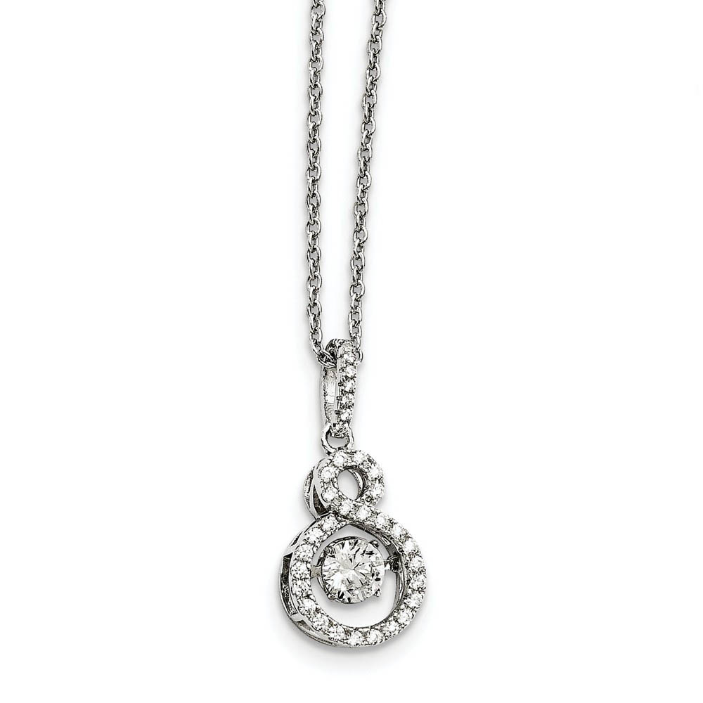 Rhodium Plated Sterling Silver & CZ Infinity Necklace, Inch